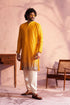 SHRESTHA By VASTRAMAY Men's Yellow Georgette Zari With Sequins Worked Kurta Patiala Set